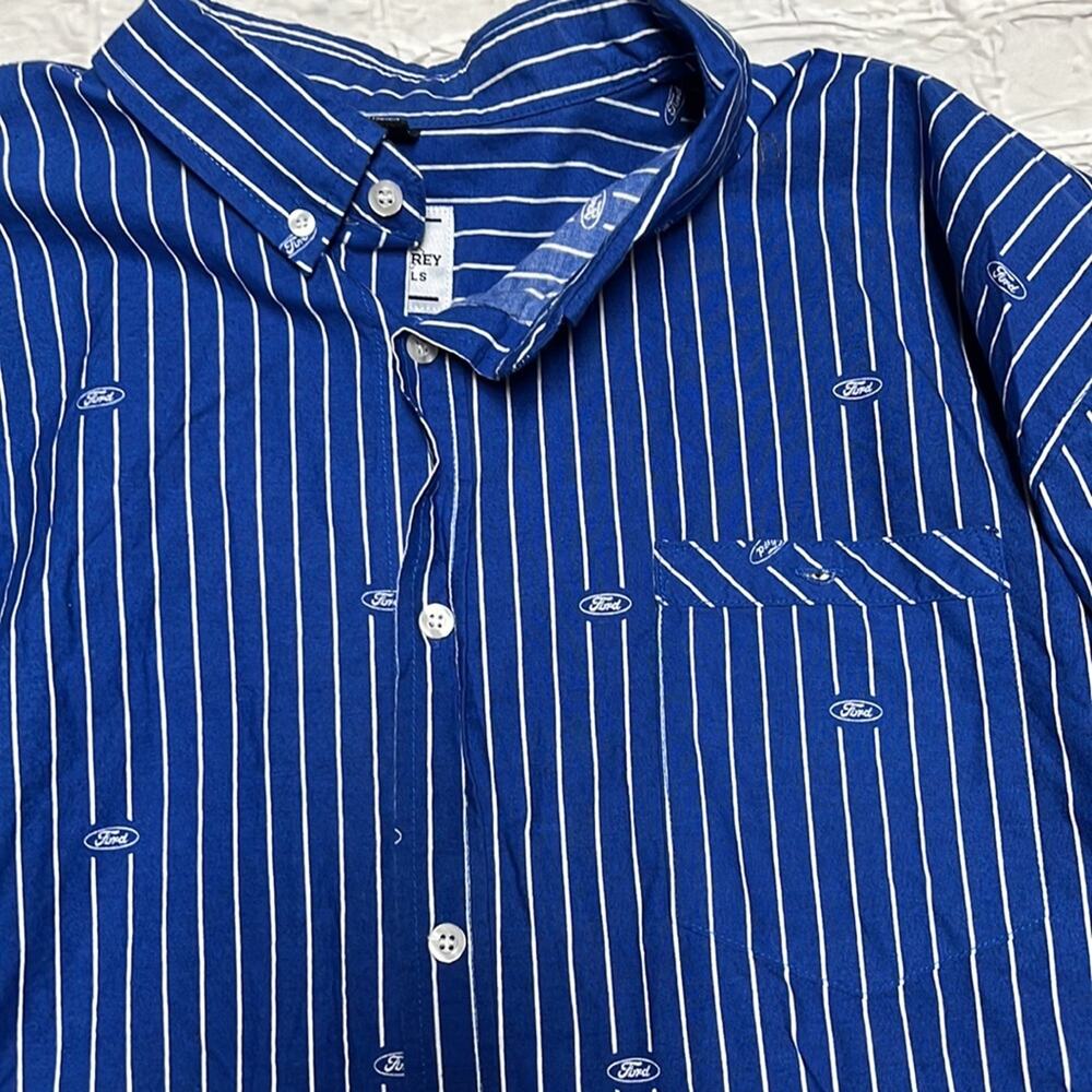 David Carey Originals Ford Striped Blue Button Down Top 3XL